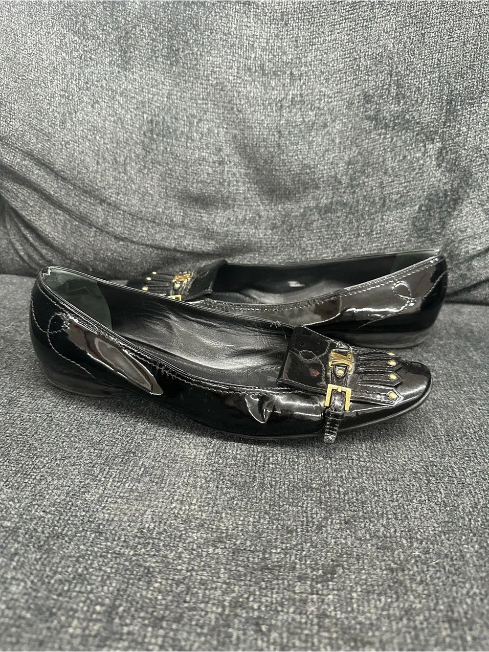 Louis Vuitton black leather patent ballet flats size 39 eu women’s 2006 archive
